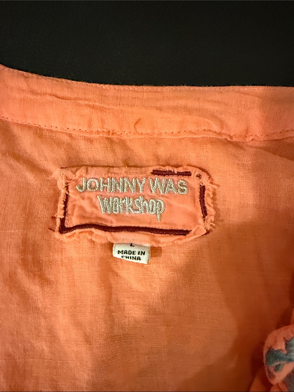 Johnny Was Coral Tunic with Blue Floral Embroidery - Picture 4 of 4